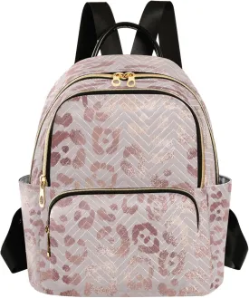 SUABO Leopard Print Cheetah Rose Gold Fashion Backpack Purse Ladies Fashion Rucksack Travel Shoulder Bag Casual Daily Backpack