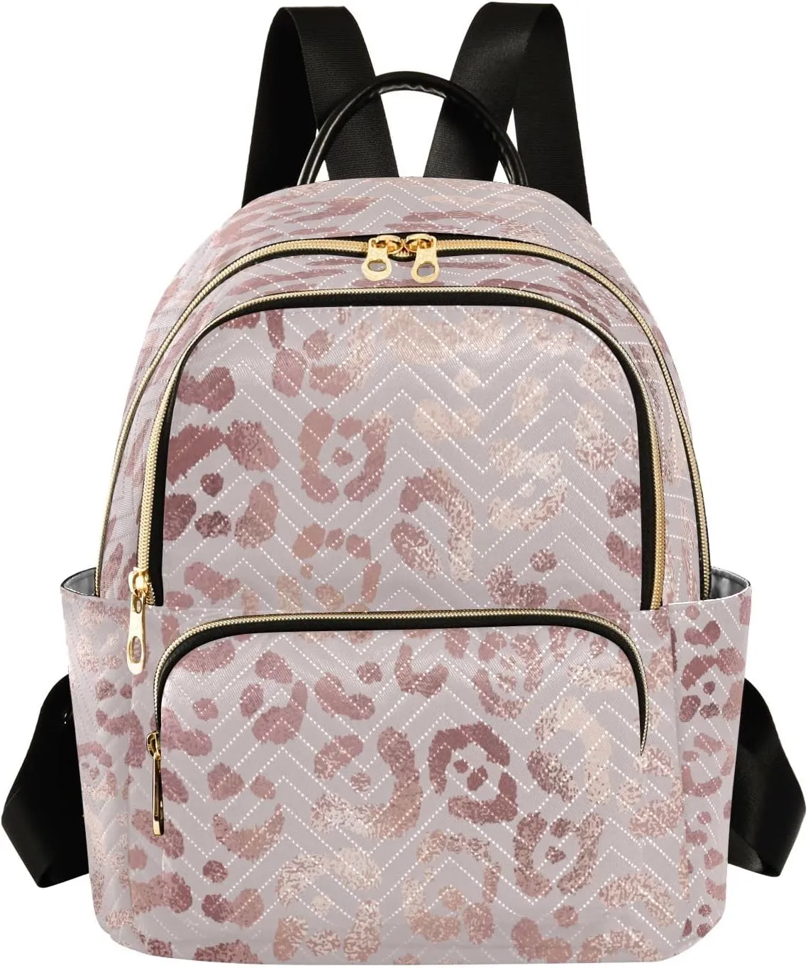 SUABO Leopard Print Cheetah Rose Gold Fashion Backpack Purse Ladies Fashion Rucksack Travel Shoulder Bag Casual Daily Backpack
