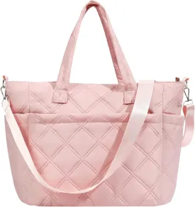 Tote Bags for Women,Large Lightweight Travel Bags with Zipper,Quilted Tote Bag with Multi-Pocket for Travel Work Gym