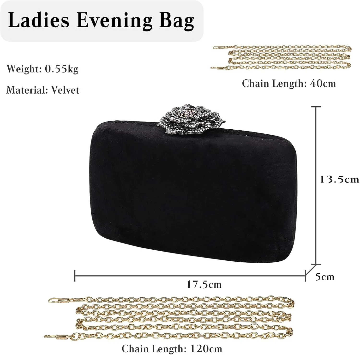 Velvet Clutch Bag for Women Diamond Flower Lock Evening Bag Sparkly Rhinestone Handbag Bridal Wedding Purse