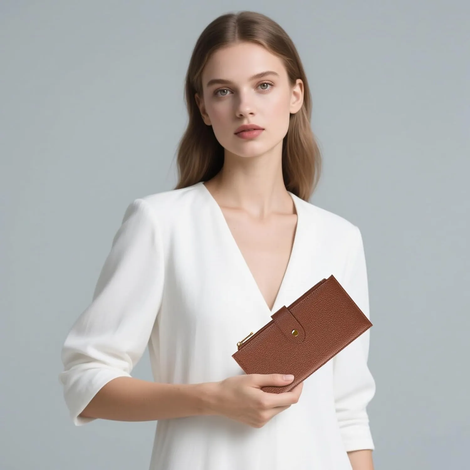 Wallet Women RFID Blocking Leather Large Bifold Multi Card Purse with Zipper Pocke Credit Card Holder