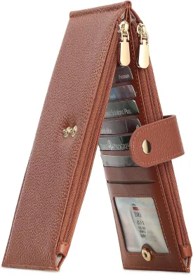 Wallet Women RFID Blocking Leather Large Bifold Multi Card Purse with Zipper Pocke Credit Card Holder