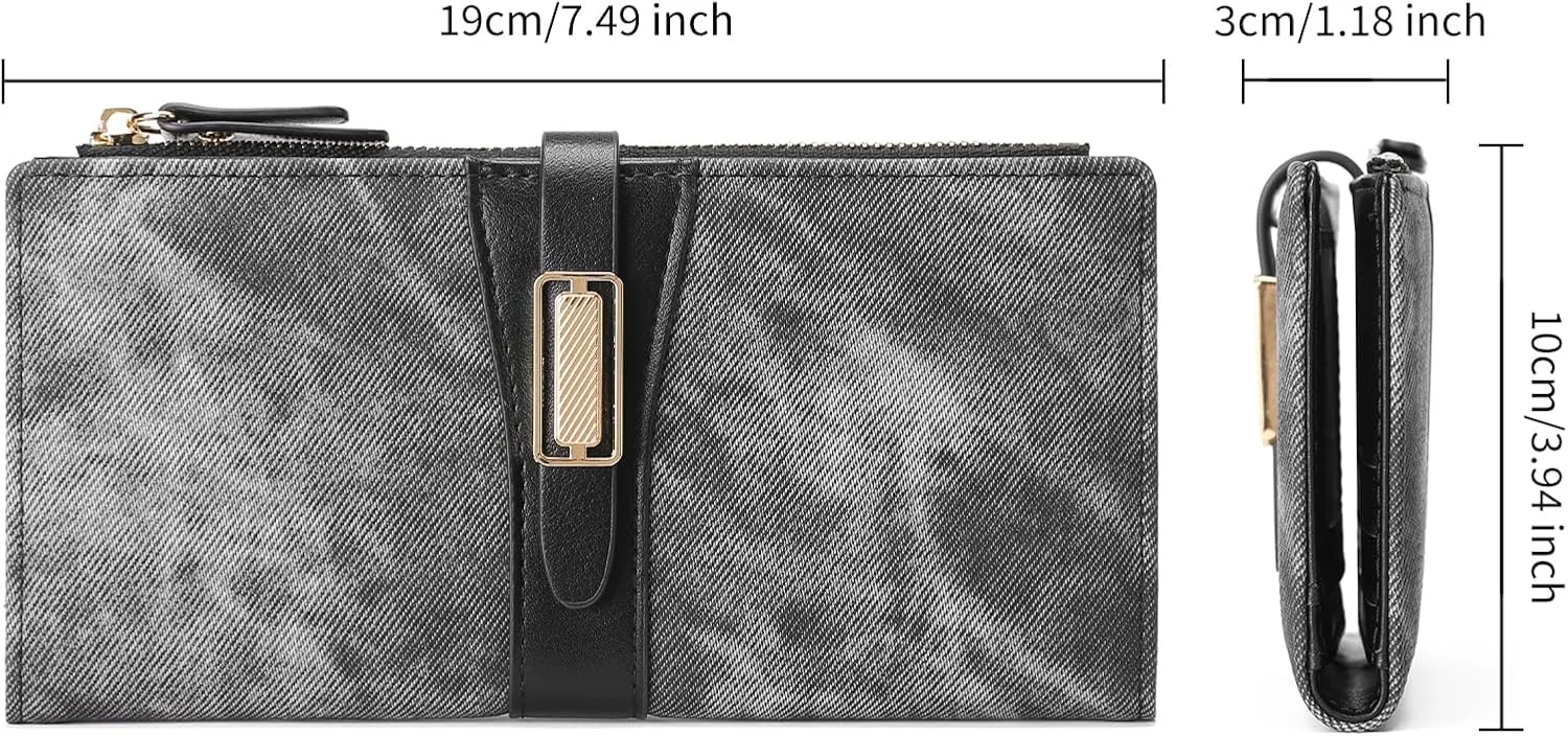 Wallets for Women Leather Large Size RFID Blocking Bifold Multi Card Wallet Case Credit Card Holder for Women with Zipper Pocket