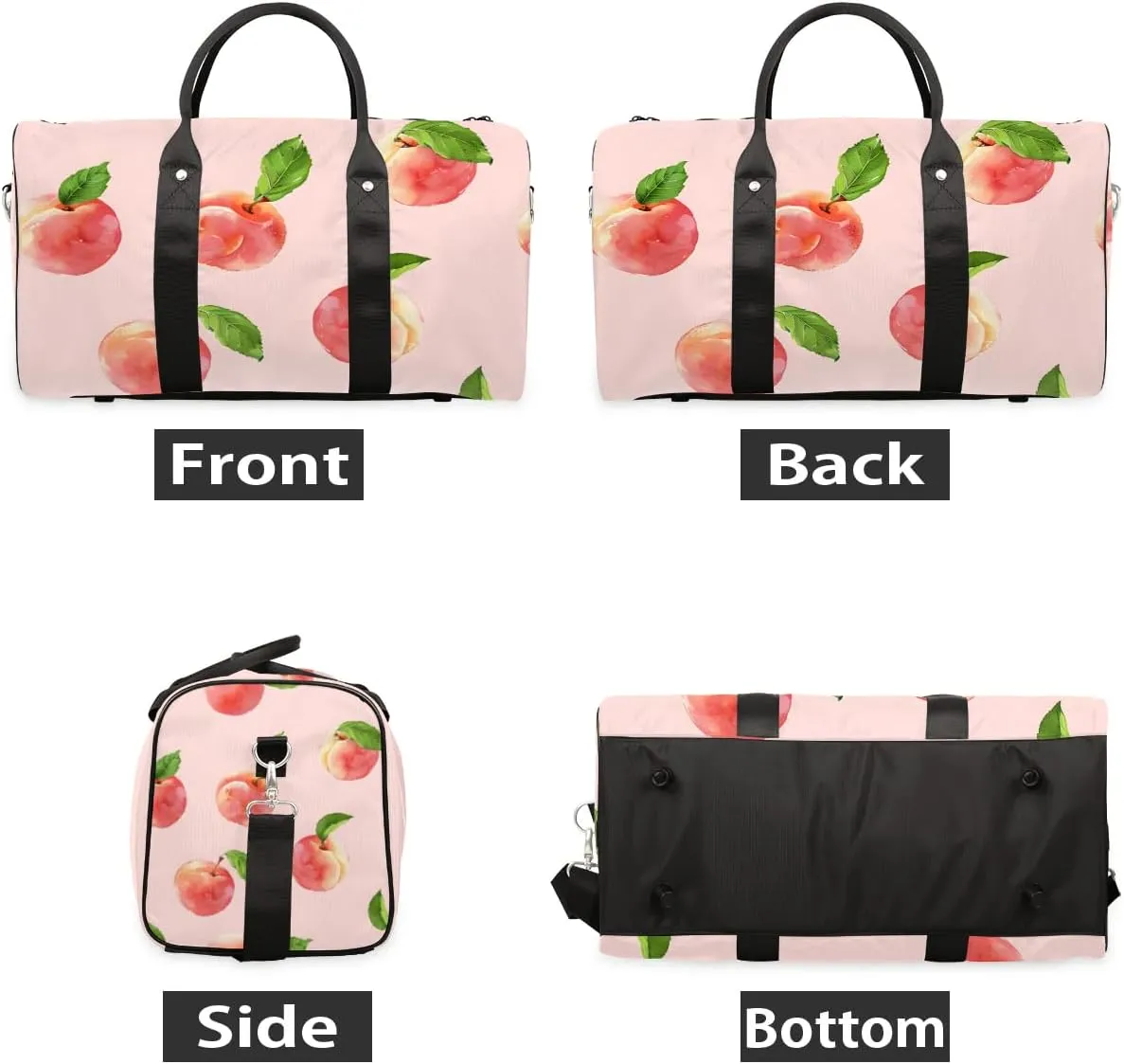 Watercolor Peaches Foldable Lightweight Duffle Bag for Travel - Waterproof Carry On Bags for Airplanes, Travel Duffel Bags for Gym, Weekend