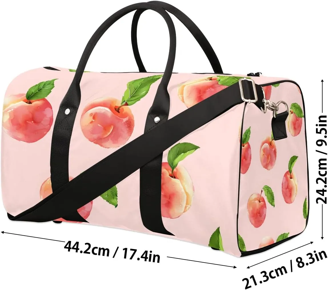 Watercolor Peaches Foldable Lightweight Duffle Bag for Travel - Waterproof Carry On Bags for Airplanes, Travel Duffel Bags for Gym, Weekend