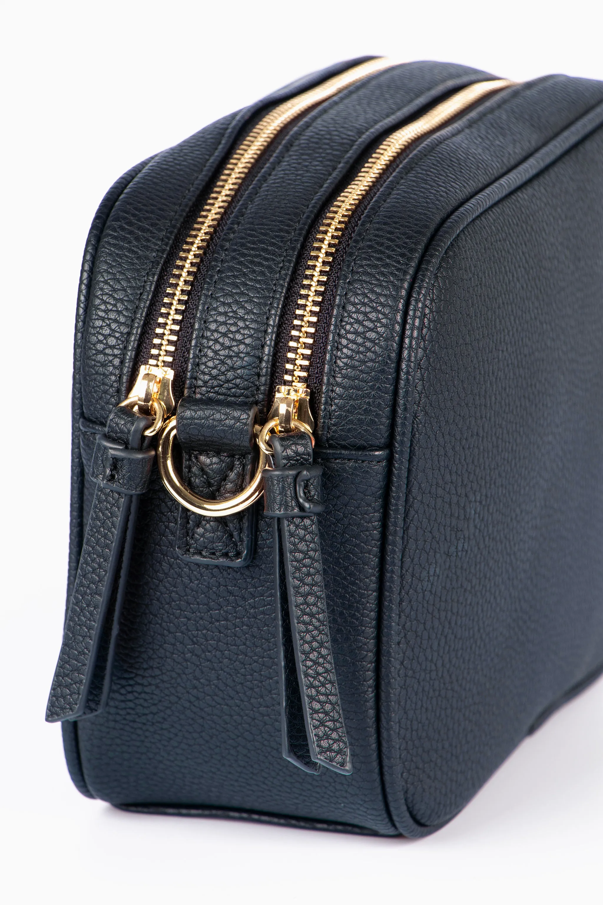 Willa Crossbody Bag - Navy Blue, Pebbled Faux Leather