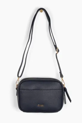Willa Crossbody Bag - Navy Blue, Pebbled Faux Leather