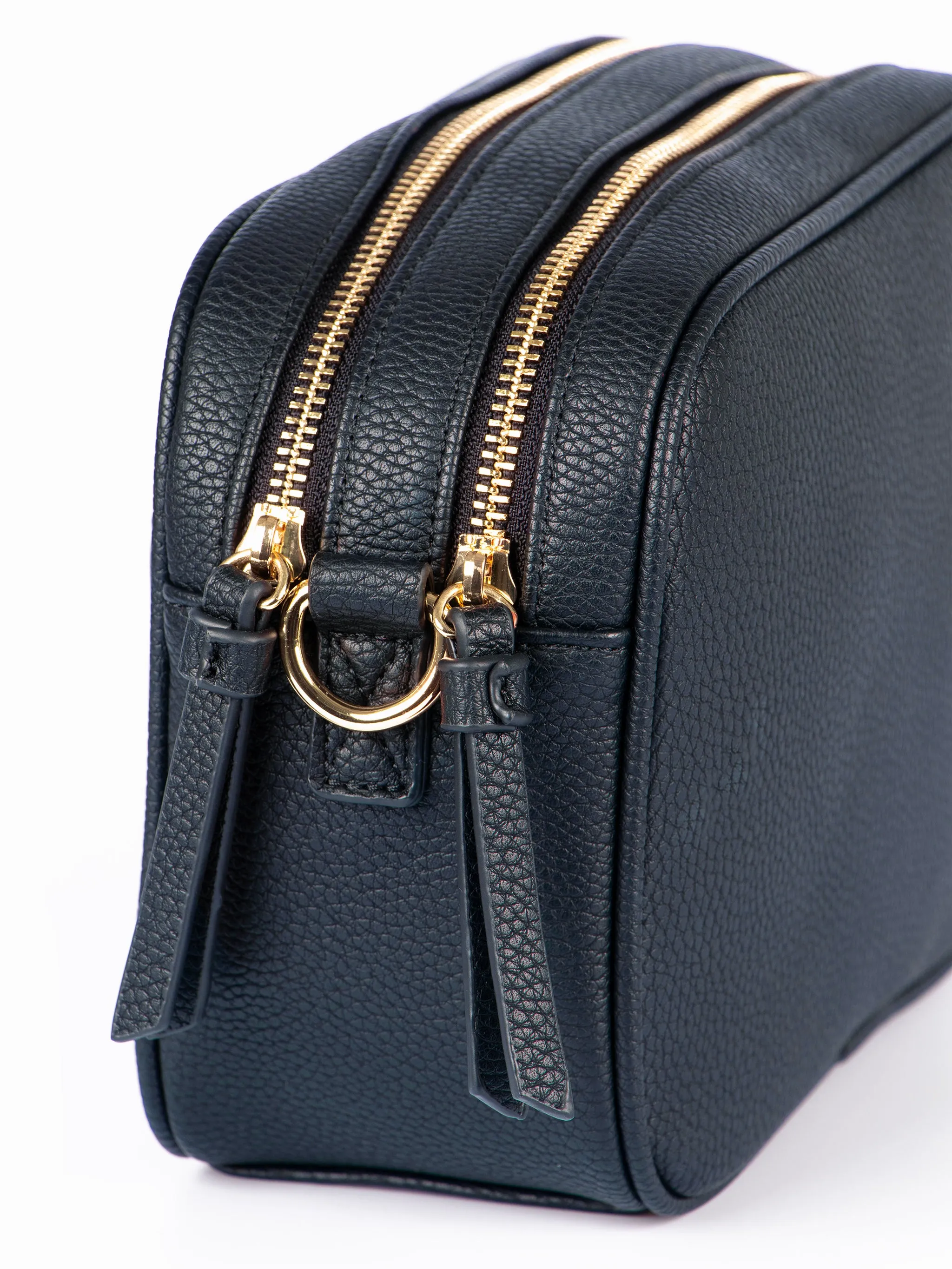 Willa Crossbody Bag - Navy Blue, Pebbled Faux Leather