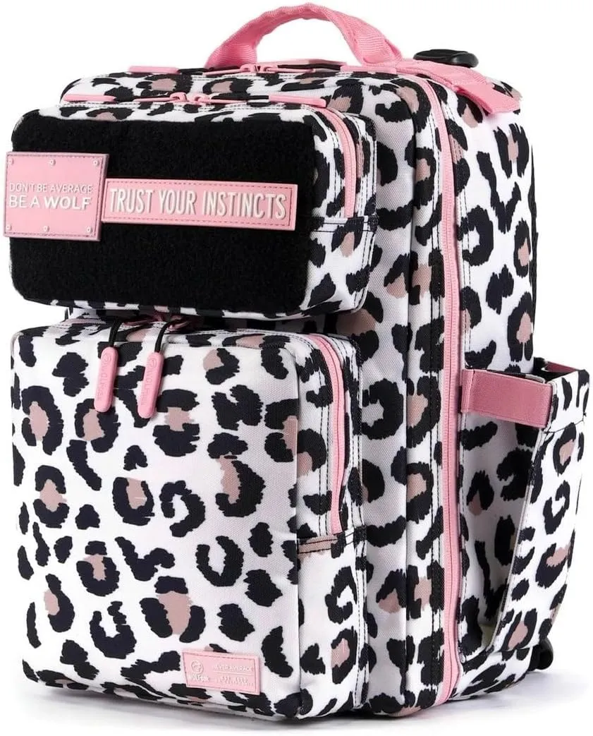 WOLFpak 15L Backpack (Leopard Pink Zip) Slim Everyday Carry Backpack for Men & Women, Water-Resistant Minimalist Daypack for Laptop & Travel