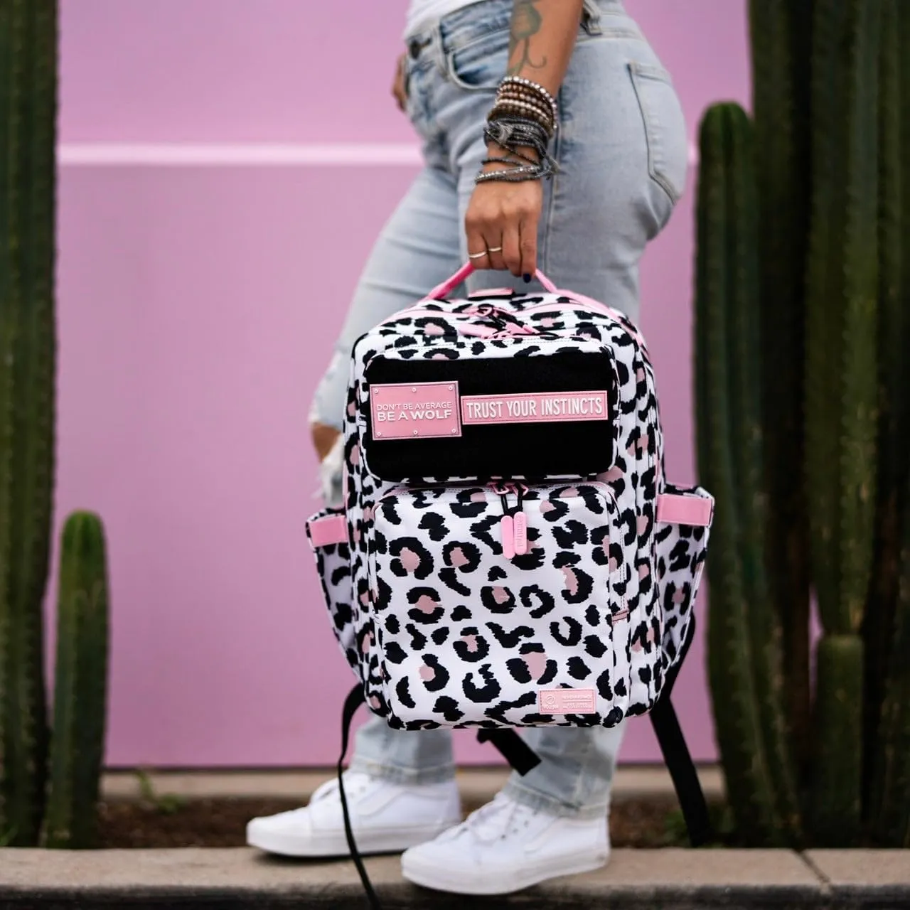 WOLFpak 15L Backpack (Leopard Pink Zip) Slim Everyday Carry Backpack for Men & Women, Water-Resistant Minimalist Daypack for Laptop & Travel