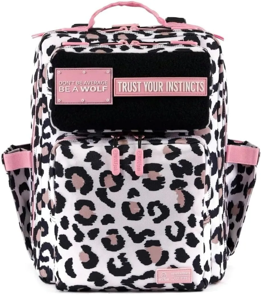 WOLFpak 15L Backpack (Leopard Pink Zip) Slim Everyday Carry Backpack for Men & Women, Water-Resistant Minimalist Daypack for Laptop & Travel