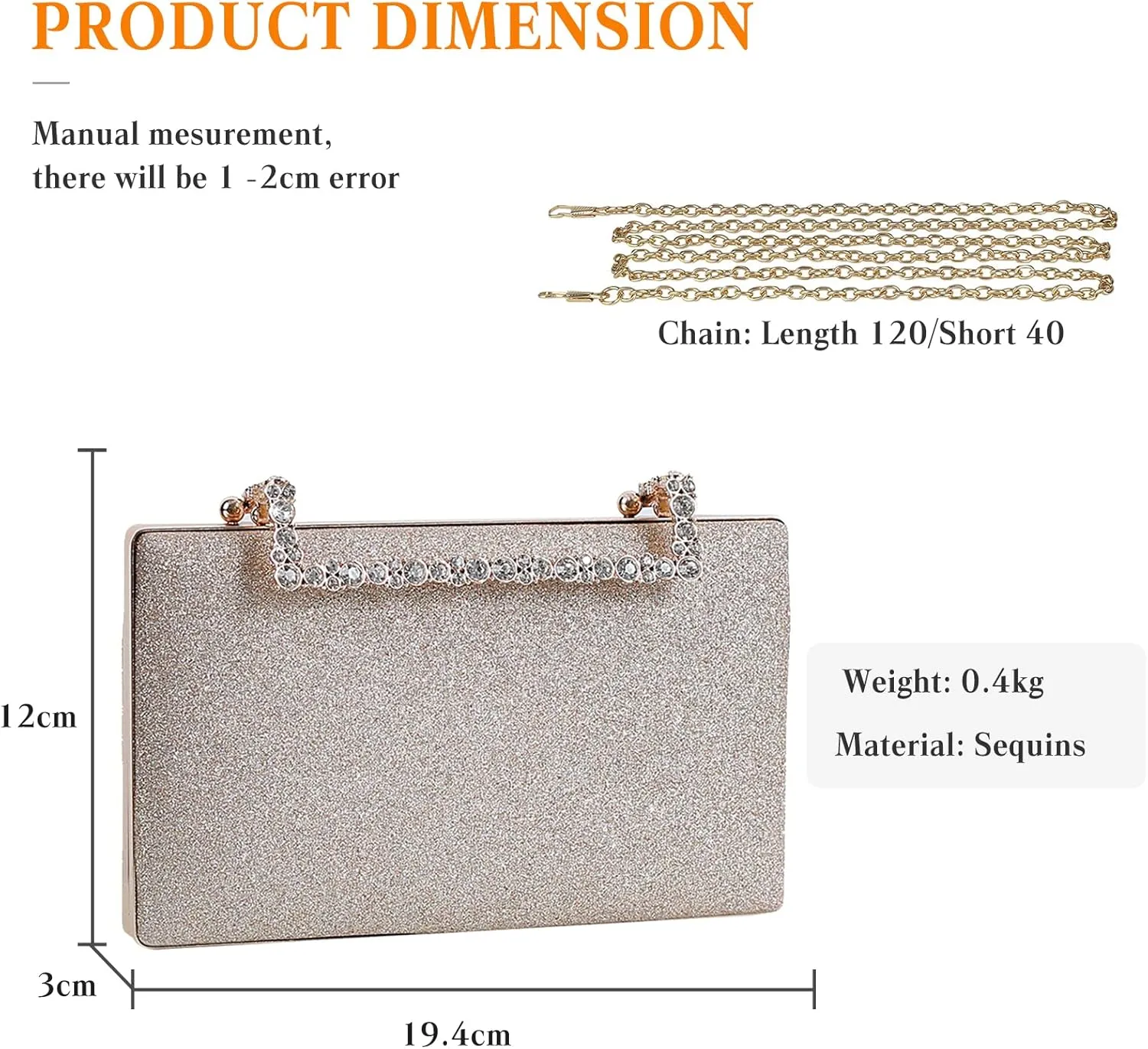 Women Clutch Purse Glitter Evening Bag Sequins Clutch Bag Sparkly Handbag Bridal Wedding Purse